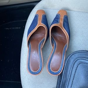Unisa denim and leather mule